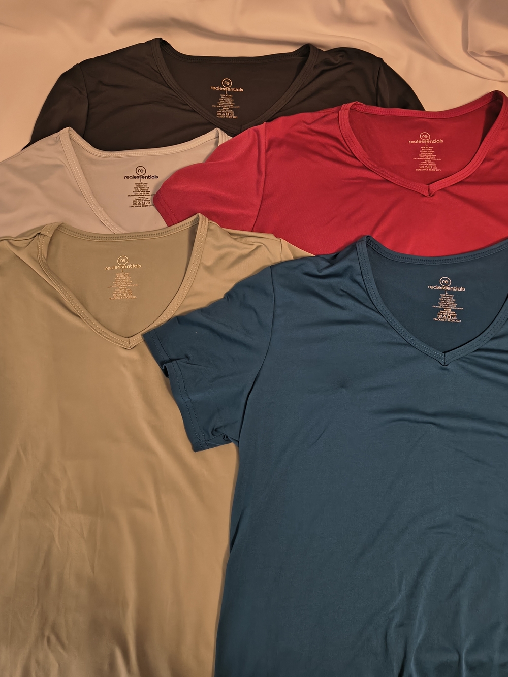 Real Essentials Women’s V-Neck Tee Set Of 5